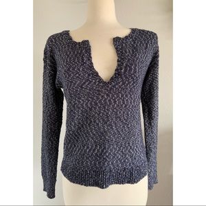Athleta Pullover Weekend Sweater Blue Knitted Athletic V Neck